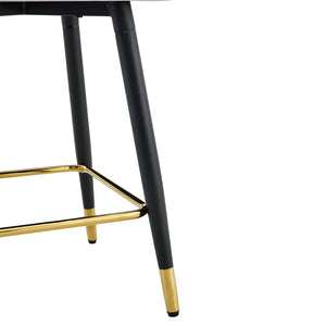 English Elm Set of 2 Pu Leather Barstools with Gold Footrest Curved Back for Kitchen Island Black,Light Gray W1151P383771