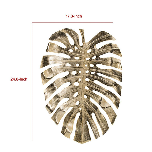 English Elm Linzo Monstera Leaf Sculptural Gold Wall Art Aluminum Botanical Glam Accent Piece B056P416845