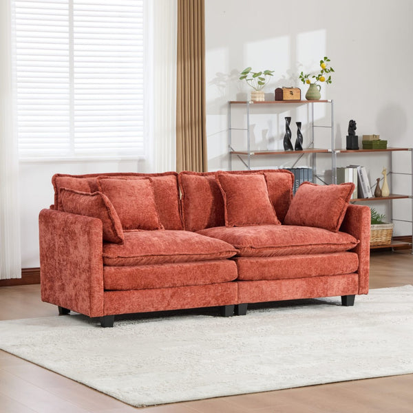 English Elm Cloud Loveseat Modern Sectional with Chenille Upholstery for a Cozy Living Space Orange W1143S00059