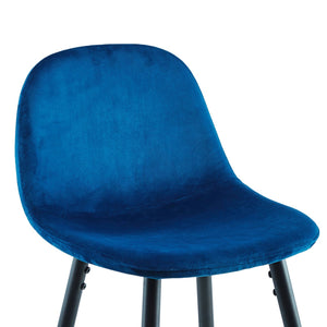 English Elm Bar Velvet Counter Stools Set of 2 30" Ergonomic Back Support Velvet Seats Sturdy Metal Legs & Footrest Stylish Durable Assembly Ready Blue B205P205646