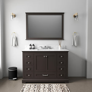 English Elm Espresso 48" Single Bath Vanity with Carrara Marble Top, Soft-Close Drawers & Chrome Faucet Set B2731P258363