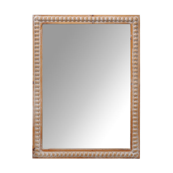 English Elm 22x30 Wood Framed Mirror Antique Natural Farmhouse Wall Mounted Rectangle Vanity Mirror with Beaded Trim for Bathroom Bedroom Hallway W2295P290649