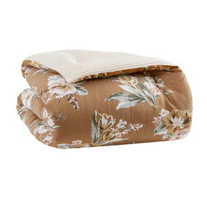 English Elm 7-piece King Reversible Floral Comforter Set Earthy Cotton Blend Bohemian Bedroom B035P440210