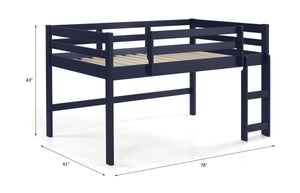 English Elm Lara Twin Loft Bed in Navy Blue Solid Pine with 13 Slat System, Guardrail & Reversible Ladder B2726P277884