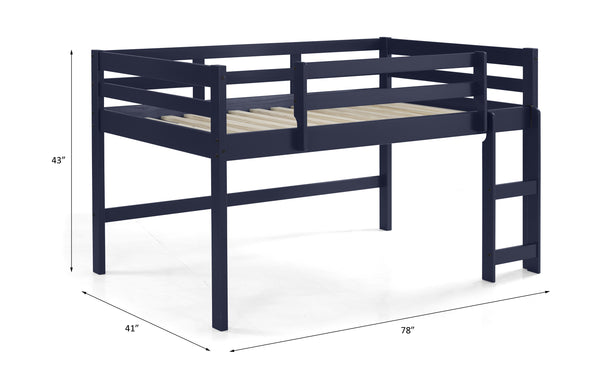 English Elm Lara Twin Loft Bed in Navy Blue Solid Pine with 13 Slat System, Guardrail & Reversible Ladder B2726P277884