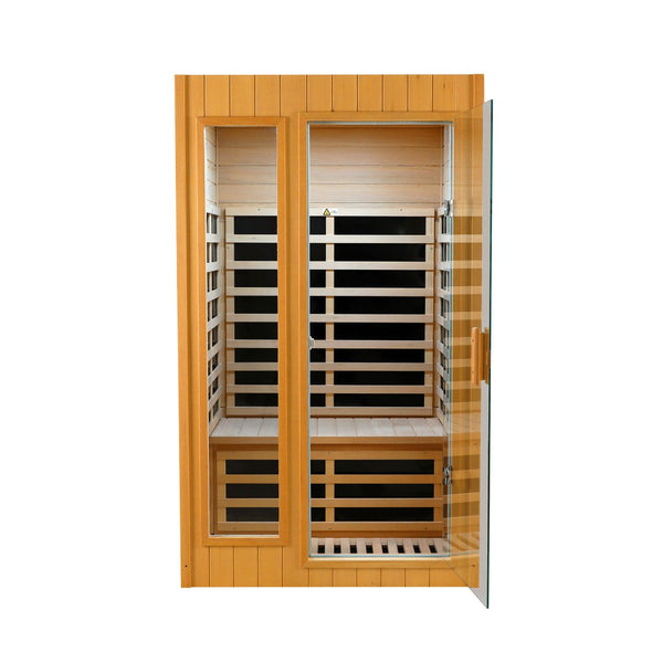 English Elm Hemlock Two Person Far Infrared Indoor Sauna with Bluetooth Audio and Led Lighting W2611P172614