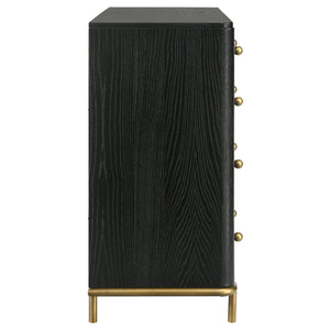 English Elm Anser 8-Drawer Black Dresser With Gold Knobs - Modern Storage Solution For Stylish Bedrooms B062P358455