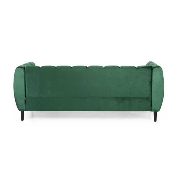 English Elm Miranda Channel Stitch Velvet Sofa Curved Shell Design for Glam Living Rooms N771P371449L_N771P371450L