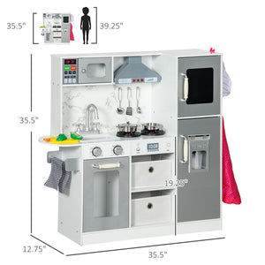 English Elm Qaba Kids Play Kitchen Playset with Lights Sounds Ice Maker and Chef Accessories W2225P229736