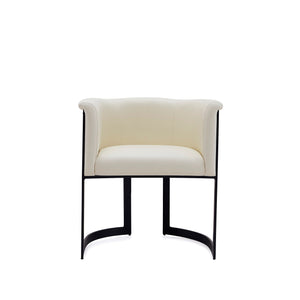 English Elm Corso Modern Metal Dining Chair with Smooth Vegan Leather Upholstery and Geometric Black Frame Cream B365P397714