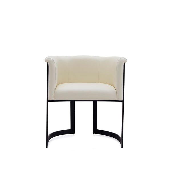 English Elm Corso Modern Metal Dining Chair with Smooth Vegan Leather Upholstery and Geometric Black Frame Cream B365P397714