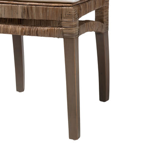English Elm Modern Rattan Woven Mahogany Dining Chair Bohemian Tall Backrest Organic Style B2750P470065