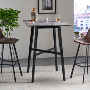English Elm Christopher Knight Home® - Modern Bar Height Dining Table with Durable High-Pressure Laminate Top and Sleek Rubberwood Legs, Black Finish Grey+Black 65503.00