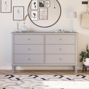 English Elm Valencia Seven Drawer Wide Dresser Dual Tone Laminate Matte Black Pulls Bedroom B2733S00011