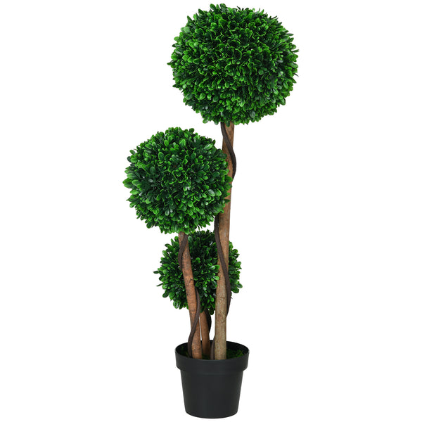 English Elm HOMCOM 3-Ball Boxwood Topiary Tree 43.25" with Pot - Realistic UV-Safe Faux Plant for Home & Patio W2225P217287
