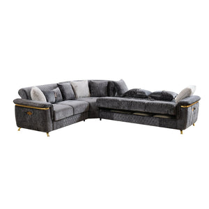 English Elm Argo Contemporary L-shaped Sectional Sofa with Steel Base and Six Seat Capacity Gray B009S02185