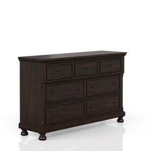 English Elm Seven Drawer Dresser Solid Wood & MDF Construction with Ample Storage, Transitional Design, Top Seller Finish Cherry 62.75 L x 20.75 W x 36.75 H B2699P208283