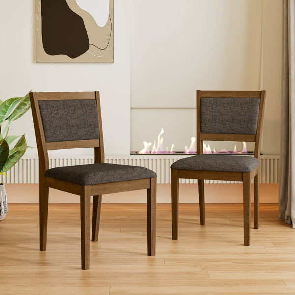 English Elm Du Cap Gray Upholstered Dining Chairs with White Wash Wood Legs Set of 2 B127P495088