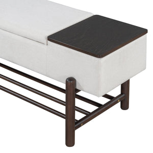 English Elm TREXM Farmhouse Upholstered Storage Bench with Lift-Top Hidden Compartment and Shoe Rack, Durable Comfort Espresso N715P308014P