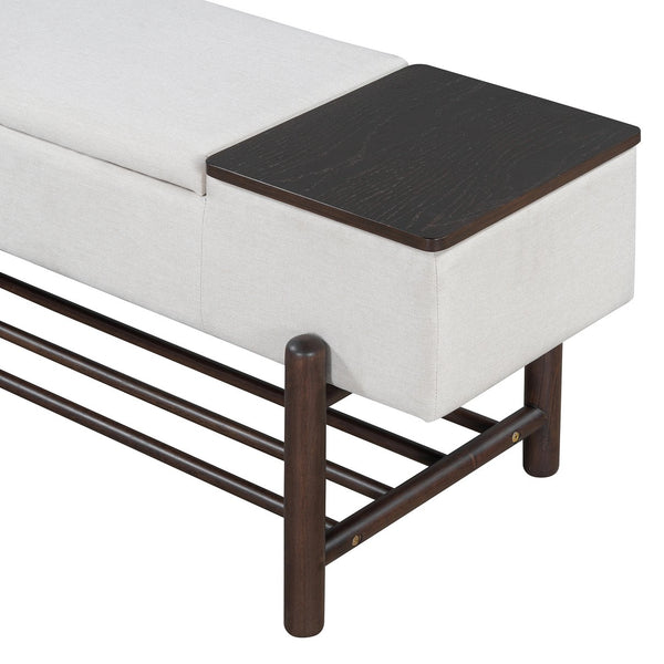 English Elm TREXM Farmhouse Upholstered Storage Bench with Lift-Top Hidden Compartment and Shoe Rack, Durable Comfort Espresso N715P308014P