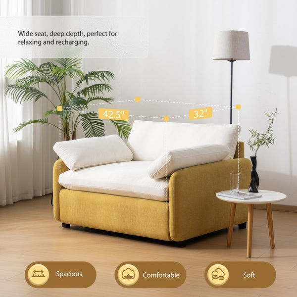 English Elm 50*43" Oversized Chenille Accent Armchair - Deep Seat Sofa Chair With Pillows For Cozy Living Room N723P235042L-GIGA