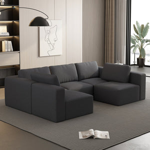 English Elm 104.32*70.86 Modular Sectional Sofa Sleeper Couch - Versatile Dark Grey U-Shaped Design With Ottoman W1829S00045