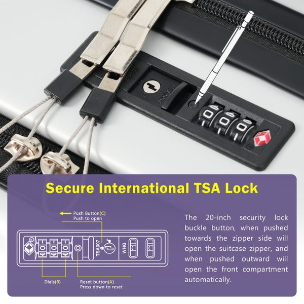 English Elm Front Access Hardside 3 Piece Travel Set with Usb Port Spinner Wheels and Tsa Lock Grey+White N732P326130D