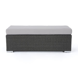 English Elm Christopher Knight Home® - SANTA ROSA BENCH all-weather wicker outdoor seating with foam cushion, lightweight, 300 lb capacity Grey+Silver 48 L x 19 W x 13.5 H N776P339315E