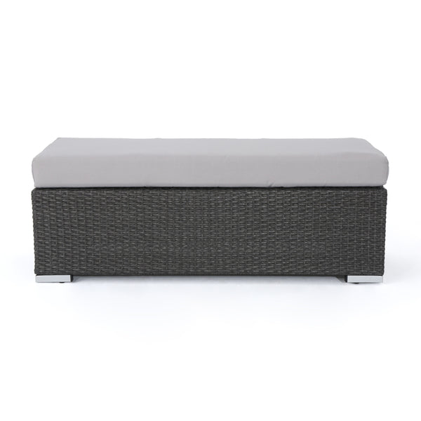 English Elm Christopher Knight Home® - SANTA ROSA BENCH all-weather wicker outdoor seating with foam cushion, lightweight, 300 lb capacity Grey+Silver 48 L x 19 W x 13.5 H N776P339315E