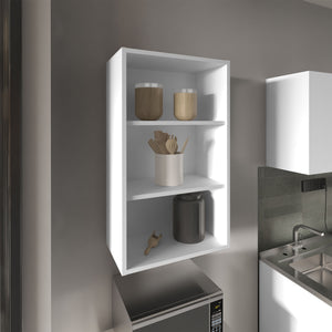 English Elm Wall Engineered Wood Cabinet with Single Door and Two Shelves for Kitchen Storage, Modern Durable Design White 38.58 L x 25.98 W x 3.54 H B097P250921