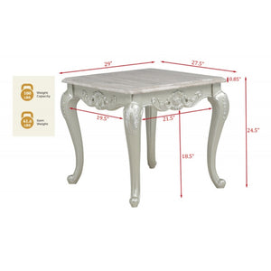English Elm Traditional Faux Marble End Table with Hand Carved Cabriole Legs for Formal Living Rooms B011P457608