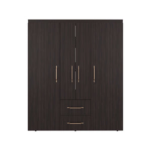 English Elm Armoire Elma Petunia Six Leg Wardrobe with Rods Shelves and Drawer Storage Brown B092S00303