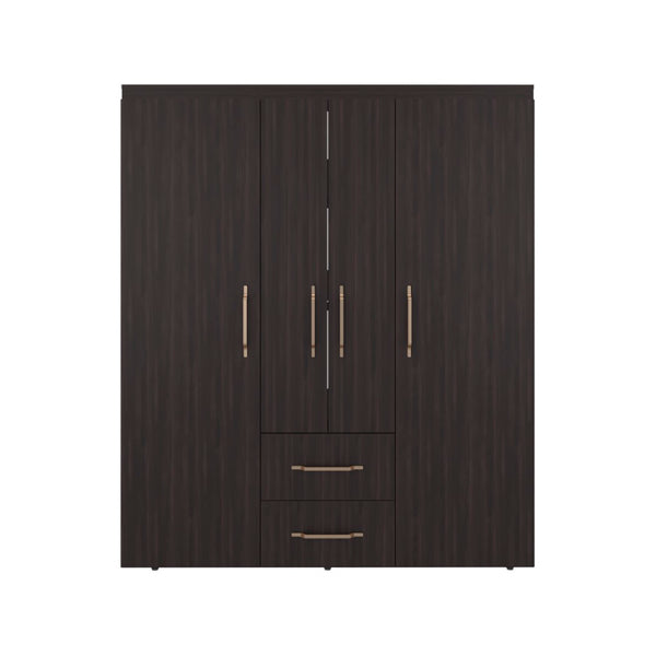 English Elm Armoire Elma Petunia Six Leg Wardrobe with Rods Shelves and Drawer Storage Brown B092S00303