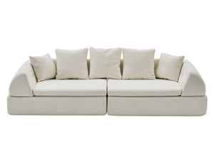 English Elm Cloud Modular Sectional with Ottoman Sink-in Cushions for Relaxed Living Spaces W3728S00006