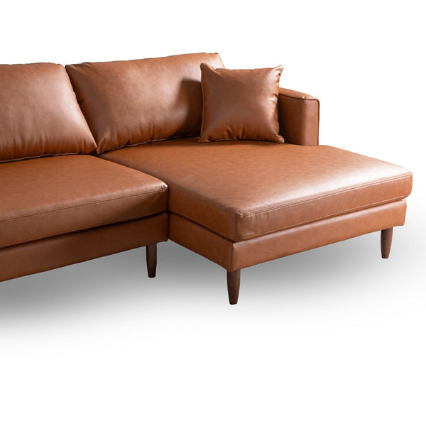English Elm Blake Mid-century L-shaped Vegan Leather Sectional for Spacious Living Rooms B183S00196