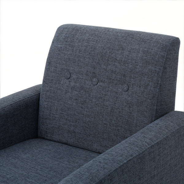 English Elm Christopher Knight Home® - CLUB Modern Fabric Club Chair with Plush Polyester Upholstery and Rubber Wood Legs for Living Room Comfort Dark Blue 31.5 L x 28.5 W x 18.75 H 61237.00DBL