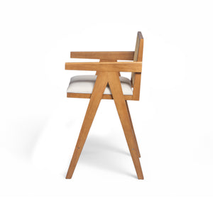 English Elm Christopher Knight Home® - 27" Woven Cane Back Bar Stool with Foam-Padded Polyester Seat, Durable Rubberwood Frame, 300lb Capacity Natural+Cream N780P237930N