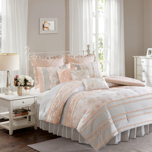 Madison Park Serendipity Cottage/Country Cotton Percale Comforter Set MP10-3537 Peach