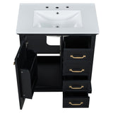 English Elm 30" Bathroom Vanity With Sink, One Package, Black Bathroom Cabinet With Drawers, Solid Frame and Mdf Board