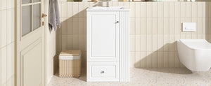 English Elm 20" Freestanding Bathroom Vanity Mdf Cabinet Ceramic Sink Open Shelves Powder Room White N725P364210K