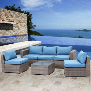 English Elm 59.8"width Outdoor Pe Rattan Modular Loveseat Set with Weather Resistant Cushions B082P455123