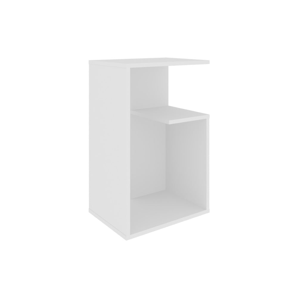 English Elm Side Table Sallis - Modern White Accent Table With Open Shelf For Living Room, Bedroom & Entryway B092P309173-GIGA