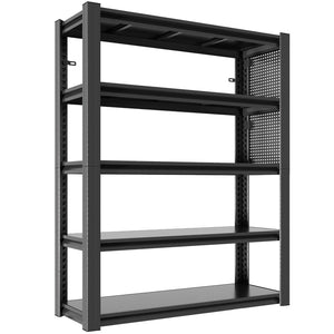 English Elm 78"h Five Shelf Steel Pegboard Storage Unit Heavy Duty Industrial Rack for Garage T2398P463322
