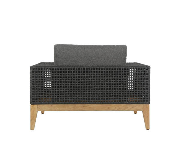 Sunpan SALERNO Armchair - Contemporary Gracebay Grey Lounge Chair with Teak Frame for Indoor & Outdoor Use 109513
