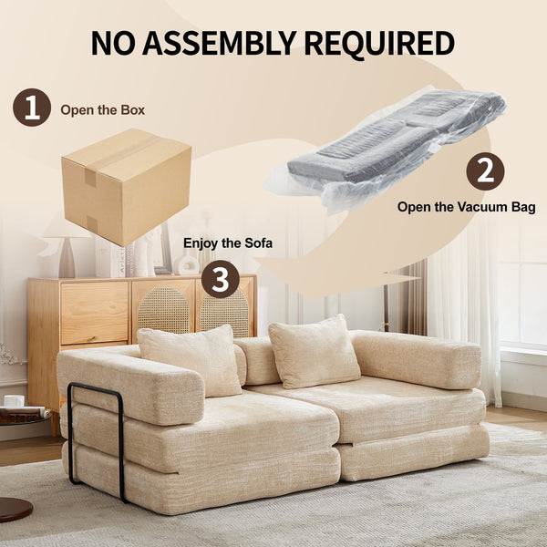 English Elm Compression Convertible Floor Sofa Bed – Stylish Chenille Loveseat & Modular Seating Solution For Small Spaces W3723P345635