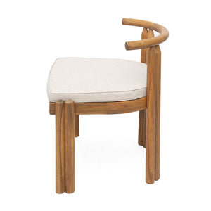 English Elm Christopher Knight Home® - Cove Teak & Beige 7PC Armless Outdoor Patio Dining Set — Acacia Wood Table, Ergonomic Cushions COVEARMLESS7PCSET