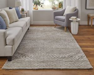 Feizy Rugs Colton Geometric Low Pile Area Rug – Stain Resistant, Soft Micro-polyester For Modern Home Decor Tan,Ivory,Brown Polyester 8748791fbrn000c50