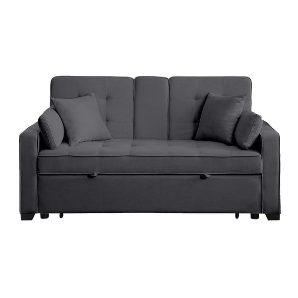 English Elm Linen Convertible Sleeper Loveseat with USB Ports, Cup Holders & Storage Pockets — Dark Gray Comfort B016S00047