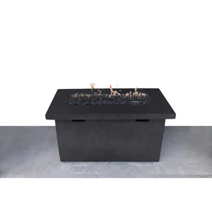 English Elm 25" Fiber Reinforced Concrete Propane Outdoor Fire Pit Table with Hidden Tank Storage and Cover, Stylish Lava Rocks, Push-Button Flame Control, Durable Patio Centerpiece Charcoal B120P205011