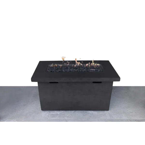 English Elm 25" Fiber Reinforced Concrete Propane Outdoor Fire Pit Table with Hidden Tank Storage and Cover, Stylish Lava Rocks, Push-Button Flame Control, Durable Patio Centerpiece Charcoal B120P205011